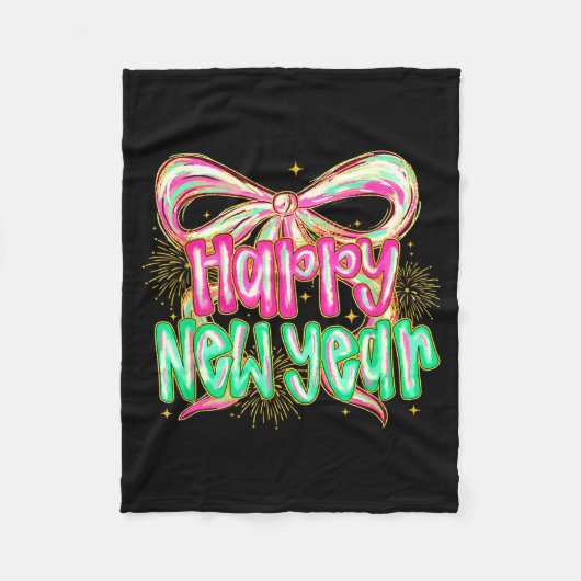 Couverture Polaire Happy New Year 2026 Brushstroke Coquette Firework (Devant)