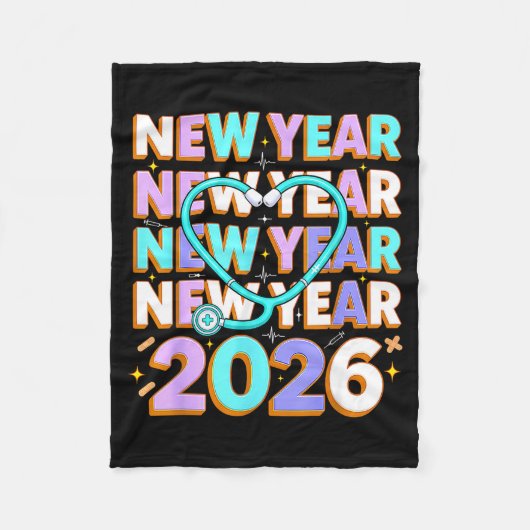 Couverture Polaire Happy New Year 2026 Coquette Bows New Years Nurse (Devant)