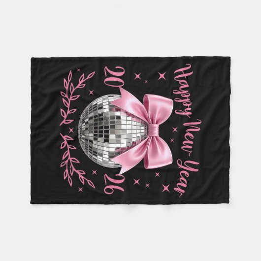 Couverture Polaire Happy New Year 2026 Coquette Nk Bow Disco Ball Wom (Devant (Horizontal))