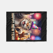 Couverture Polaire Happy New Year 2026 Cute Cat Capybara Party Art  (Devant (Horizontal))
