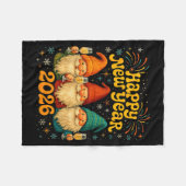 Couverture Polaire Happy New Year 2026 Cute Gnome Party Gift  (Devant (Horizontal))