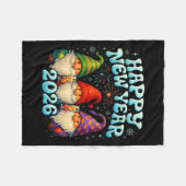 Couverture Polaire Happy New Year 2026 Cute Gnome Party Gift  (Devant (Horizontal))