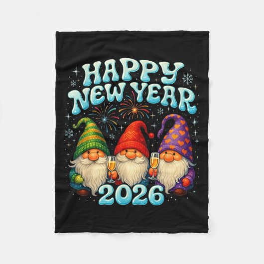Couverture Polaire Happy New Year 2026 Cute Gnome Party Gift  (Devant)