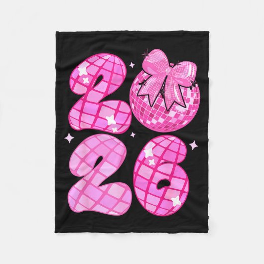 Couverture Polaire Happy New Year 2026 Disco Ball Nk Coquette Bow Fam (Devant)