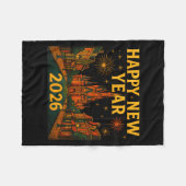 Couverture Polaire Happy New Year 2026 Fantasy Castle Fireworks Night (Devant (Horizontal))