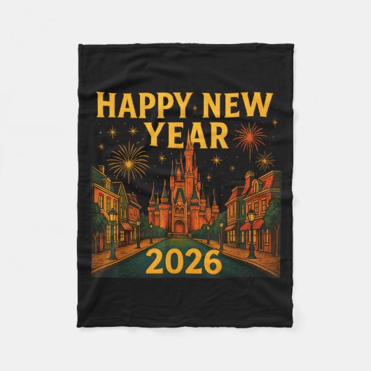 Couverture Polaire Happy New Year 2026 Fantasy Castle Fireworks Night (Devant)