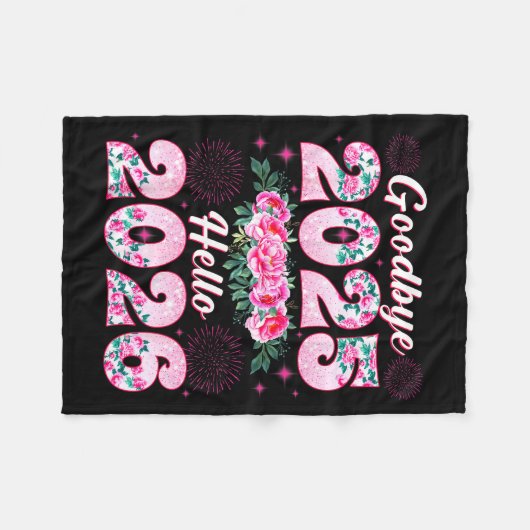 Couverture Polaire Happy New Year 2026 Floral Goodbye 2025 Hello 2026 (Devant (Horizontal))