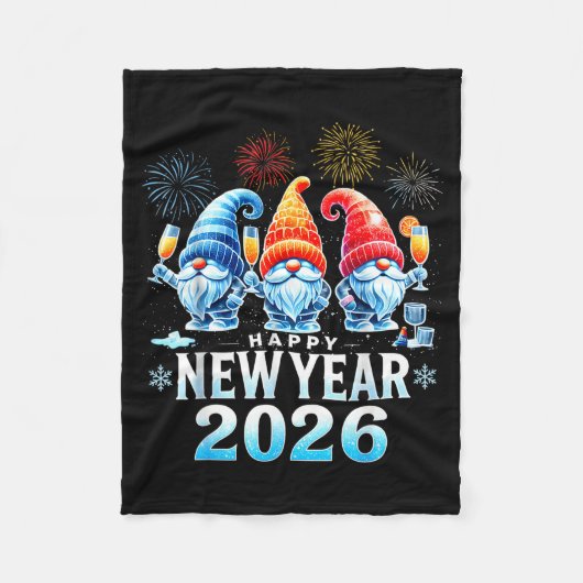 Couverture Polaire Happy New Year 2026 Gnomes Family Party New Years (Devant)
