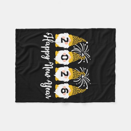 Couverture Polaire Happy New Year 2026 Gnomes Leopard Print Gnomies G (Devant (Horizontal))