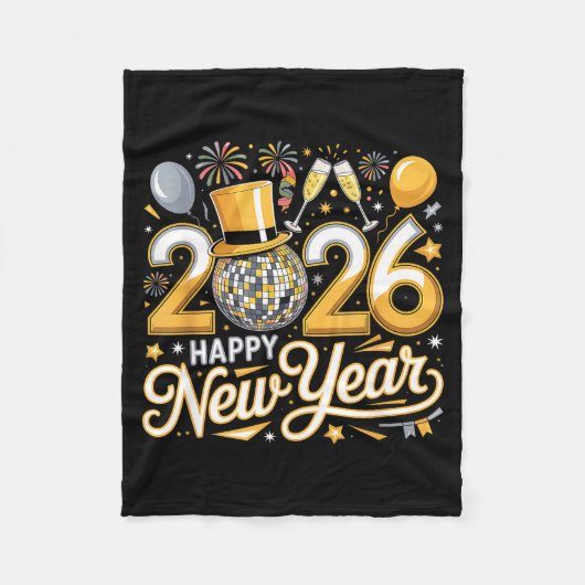 Couverture Polaire Happy New Year 2026 Gold Party Celebration Gift  (Devant)