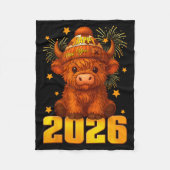 Couverture Polaire Happy New Year 2026 Highland Cow & Party Hat N (Devant)