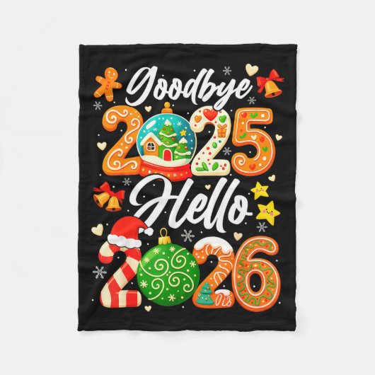 Couverture Polaire Happy New Year Goodbye 2025 Hello 2026 Christmas G (Devant)