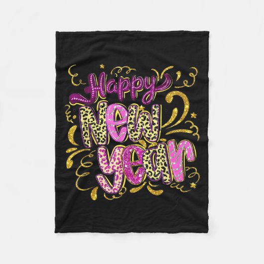 Couverture Polaire Happy New Year Hello 2026 Retro Leopard  (Devant)