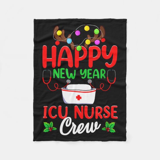 Couverture Polaire Happy New Year Icu Nurse Crew Reindeer Nurse Chris (Devant)