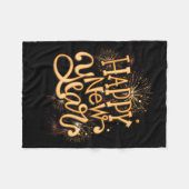 Couverture Polaire Happy New Year New Years Eve Party , Black (Devant (Horizontal))