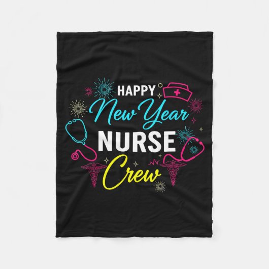 Couverture Polaire Happy New Year Nurse Shirt, Fireworks Stethoscope  (Devant)