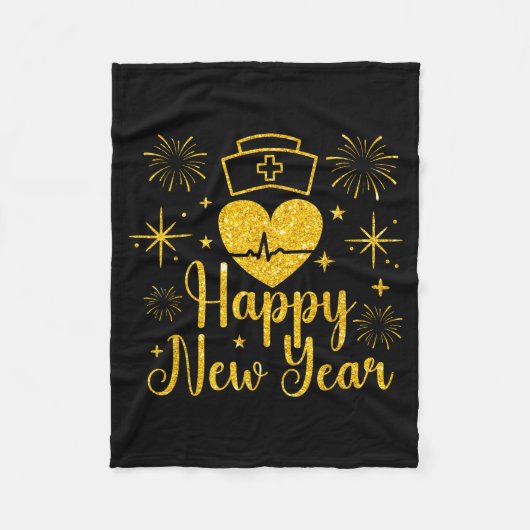 Couverture Polaire Happy New Year Nurses Heartbeat Fireworks New Year (Devant)
