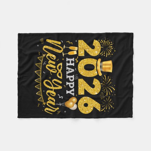 Couverture Polaire Happy New Year Party 2026 Ballon Family Matching M (Devant (Horizontal))