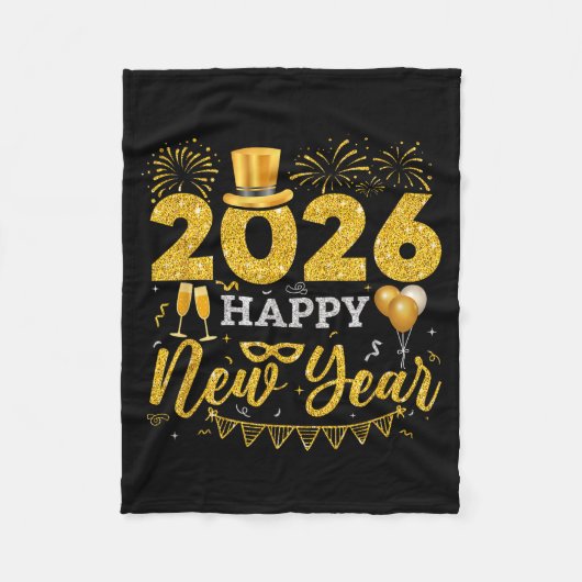 Couverture Polaire Happy New Year Party 2026 Ballon Family Matching M (Devant)