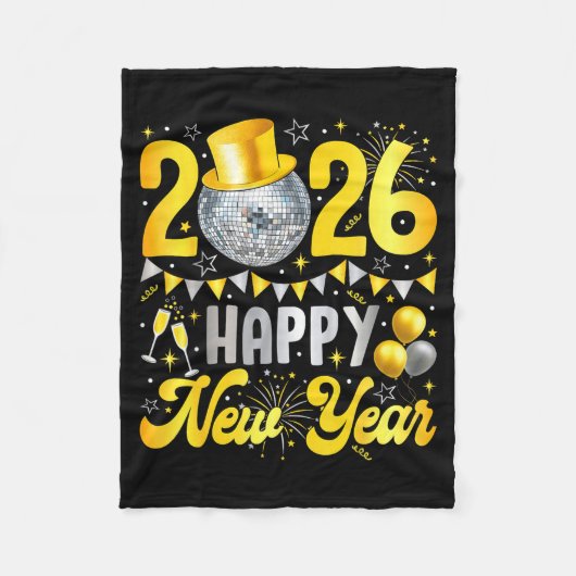Couverture Polaire Happy New Year Party 2026 Balloon Family Matching (Devant)
