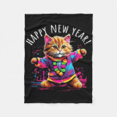 Couverture Polaire Happy New Year Party Dancing Cat Design (Devant)