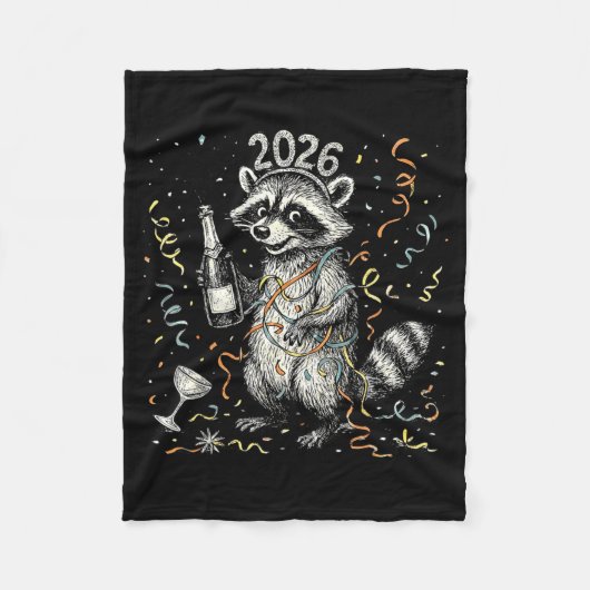 Couverture Polaire Happy New Year Raccoon With Champagne Funny New Ye (Devant)