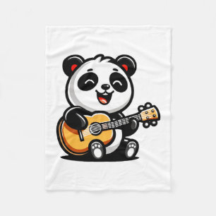 Couverture Polaire Happy Panda Guitarist - Cute Acoustic Music Design