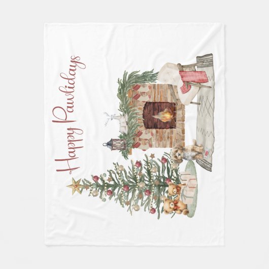 Couverture Polaire Happy Pawlidays Chien Design - Cavapoo (Devant)