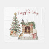 Couverture Polaire Happy Pawlidays Chien Design - Corgi (Devant (Horizontal))