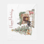 Couverture Polaire Happy Pawlidays Chien Design - Doberman Pinscher (Devant)