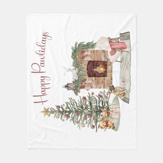 Couverture Polaire Happy Pawlidays Chien Design - French Bulldog (Devant)