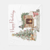 Couverture Polaire Happy Pawlidays Chien Design - King Charles Spanie (Devant)