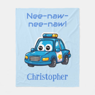 Couverture Polaire Happy Police Car, Personalized Toddler 