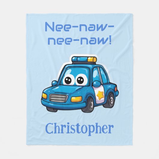 Couverture Polaire Happy Police Car, Personalized Toddler  (Devant)