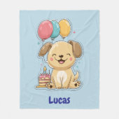 Couverture Polaire Happy Puppy, Boy, 1st Birthday Gift, Personalized  (Devant)