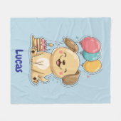 Couverture Polaire Happy Puppy, Boy, 1st Birthday Gift, Personalized  (Devant (Horizontal))