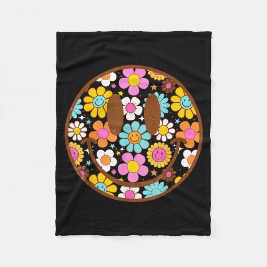 Couverture Polaire Happy Retro Daisy Smile Face Preppy Aesthetic Men  (Devant)