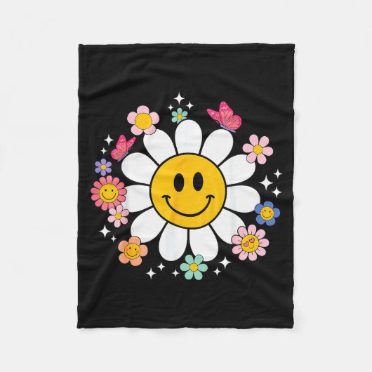 Couverture Polaire Happy Retro Daisy Smile Face Preppy Aesthetic Men  (Devant)
