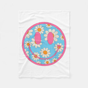 Couverture Polaire Happy Retro Daisy Smile Face Preppy Hommes esthéti