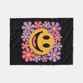 Couverture Polaire Happy Retro Daisy Smile Face Preppy Hommes esthéti (Devant (Horizontal))