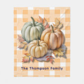 Couverture Polaire Happy Thanksgiving Pumpkins & Autumn Leaves (Devant)