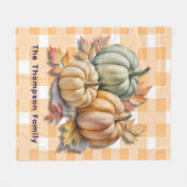Couverture Polaire Happy Thanksgiving Pumpkins & Autumn Leaves (Devant (Horizontal))