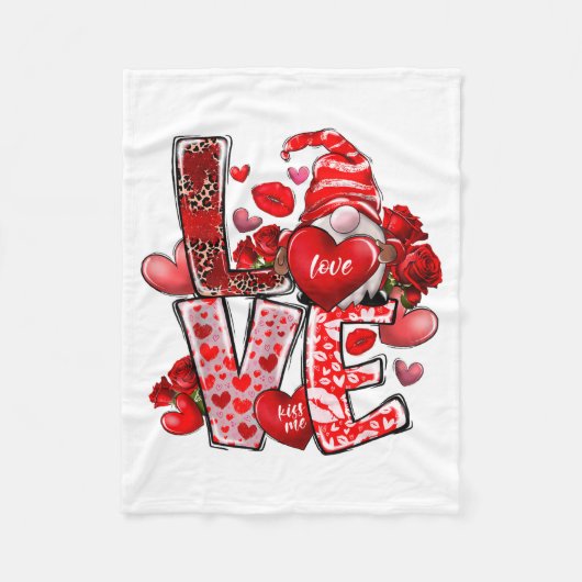 Couverture Polaire Happy Valentine Gnome Heart Valentine's Day Couple (Devant)