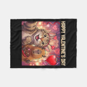 Couverture Polaire Happy Valentines 2026 Cute Cat Capybara Party Art (Devant (Horizontal))