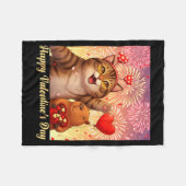 Couverture Polaire Happy Valentines 2026 Cute Cat Capybara Party Art (Devant (Horizontal))