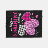 Couverture Polaire Happy Valentine's Day Leopard And Plaid Hearts Gir (Devant (Horizontal))