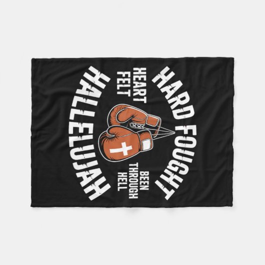 Couverture Polaire Hard Fought Hallelujah Boxing Gloves Christian Box (Devant (Horizontal))