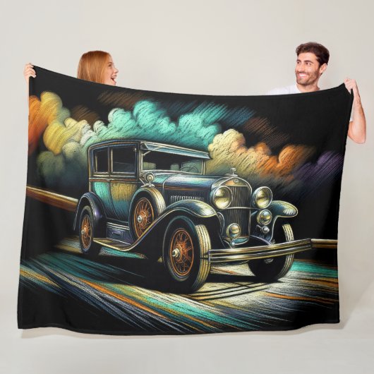 Couverture Polaire Hard Pastel Black Antique Car (En situation)
