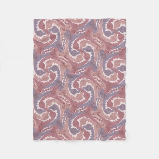Couverture Polaire Hares torse Tesselation doux Blanche violette 2 (Devant)