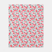 Couverture Polaire haricots et pois rétro rouge gris blanc motif (Devant)